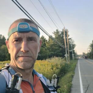 Roberto Crippa durante la maratona di trailrnning Lecco Genova nel 2022