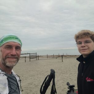 Roberto con il figlio Olivier durante l'ultratrail Tower2Tower