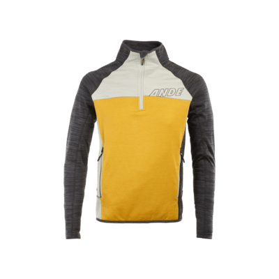 Felpa Uomo Qualido Fleece 1/2 Zip gialla e grigio antracite