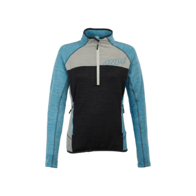 Felpa donna Qualido Lady Fleece antracite e blu atollo