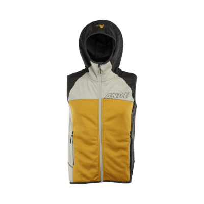 Gilet Qualido Fleece Vest gold e antracite con cappuccio