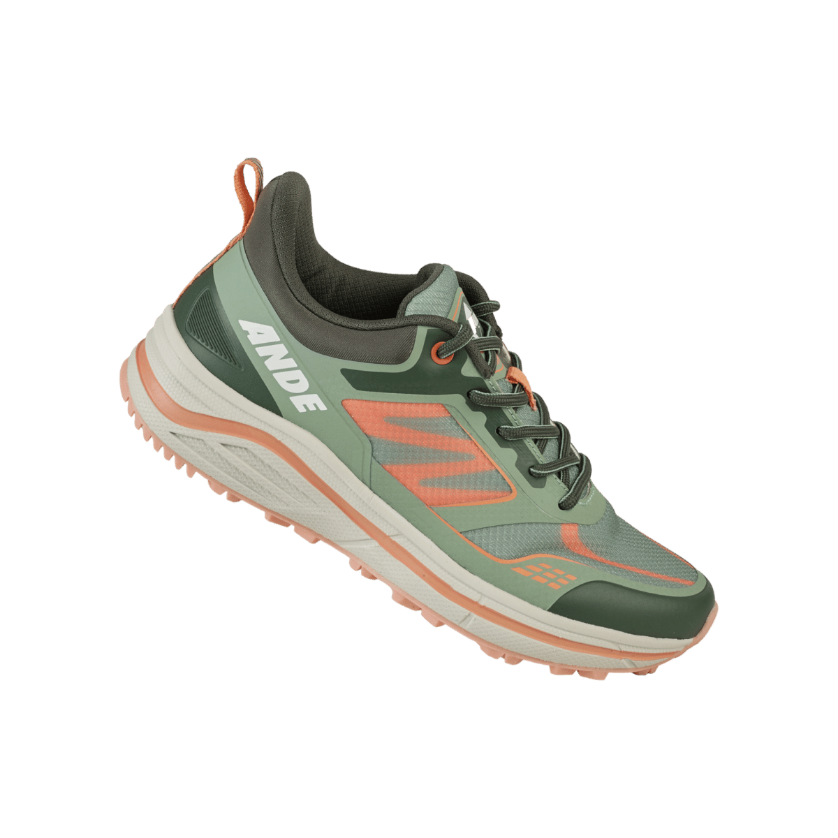 Scarpa Komodo verde di lato sollevata