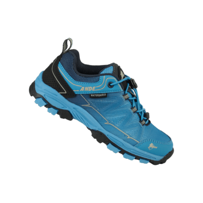 Scarpa bambino Boé Jr Quicklace azzurra di lato sollevata